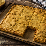 Empanada gallega elaborada con masa de maíz, trigo y centeno